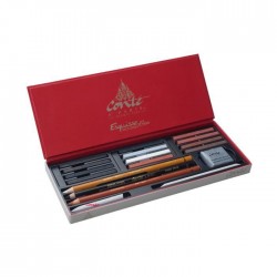 Coffret Métal Esquisse Étude 12 Carrés Couleurs, Crayons Esquisse Et Accessoires - Conté A Paris