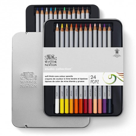 Boîte métallique Studio de 24 Crayon Couleur Boîte métallique - Winsor & Newton