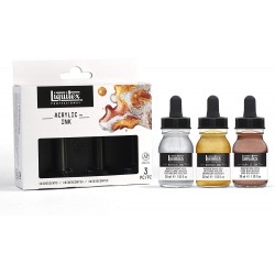 Set 3 de Encre Acrylique Professional 30ml Couleurs Iridescentes - Liquitex
