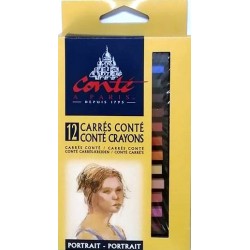 12 Pastel Carrée Assortis Portrait - Conté à Paris