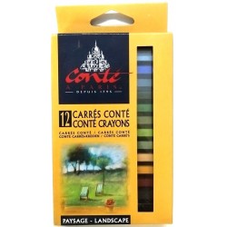 12 Pastel Carrée Assortis Portrait - Conté à Paris