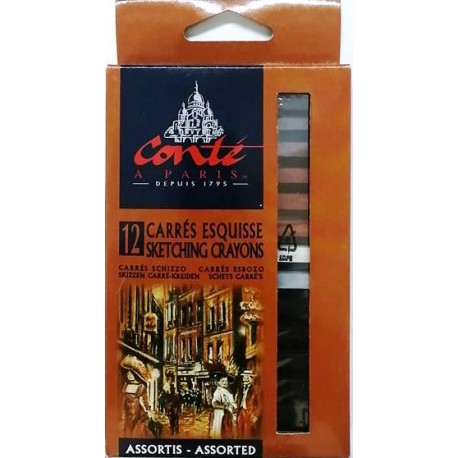 12 Pastel Carrée Assortis Paysage - Conté à Paris