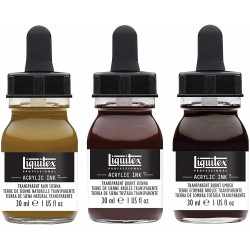 Set de 6 Encre Acrylique Professional Flacon 30ml Couleurs Feutrées + blanc - Liquitex