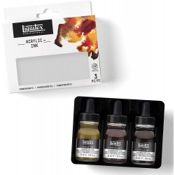 Set de 6 Encre Acrylique Professional Flacon 30ml Couleurs Feutrées + blanc - Liquitex