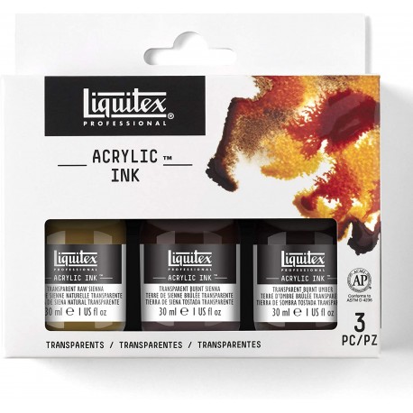 Set de 6 Encre Acrylique Professional Flacon 30ml Couleurs Feutrées + blanc - Liquitex