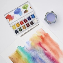 Boîte De Peinture Aquarelle En Plastique de 12 1/2 Godets "Sketcher" - Winsor & Newton