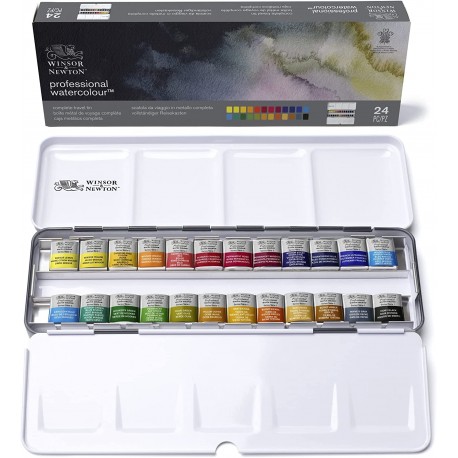 Boîte en métal Aquarelle Professional 24 demi-Godet - Winsor & Newton