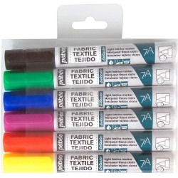 Set de 12 marqueurs fluo spécial tissu et textiles pointe pinceau 1mm - Pébéo
