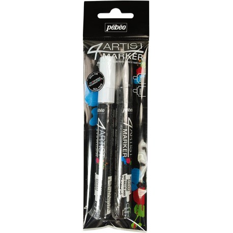 Set Duo 4ARTIST Marker 4mm Noir/Blanc - Pébéo