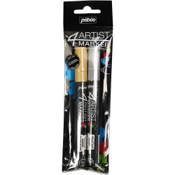 Set Duo 4ARTIST Marker 4mm Noir/Blanc - Pébéo