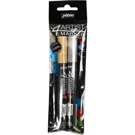 Set Duo 4ARTIST Marker 4mm Noir/Blanc - Pébéo