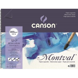 Album spirale fin 12 feuilles Aquarelles Montval 300 gr 32 x 41 cm - Canson