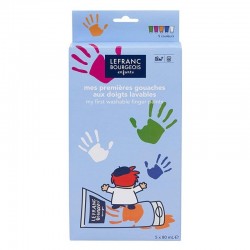 Mes premières gouaches aux doigts lavables pour enfants Couleurs Funs - 5x80ml - Lefranc & Bourgeois