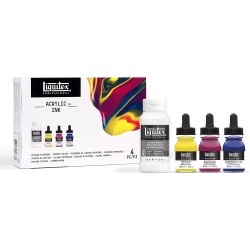 Set de 3 Encres Acryliques couleurs primaires 30 ml + Pouring - Liquitex