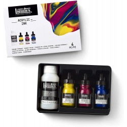 Set de 3 Encres Acryliques couleurs primaires 30 ml + Pouring - Liquitex
