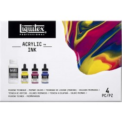 Set de 3 Encres Acryliques couleurs primaires 30 ml + Pouring - Liquitex