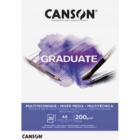 Bloc papier Graduate mixed media blanc 200 g/m² 20 feuilles - Canson