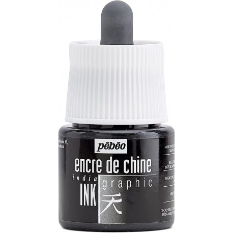 Peinture Encre de Chine Graphique 45 ml Noir - Pébéo