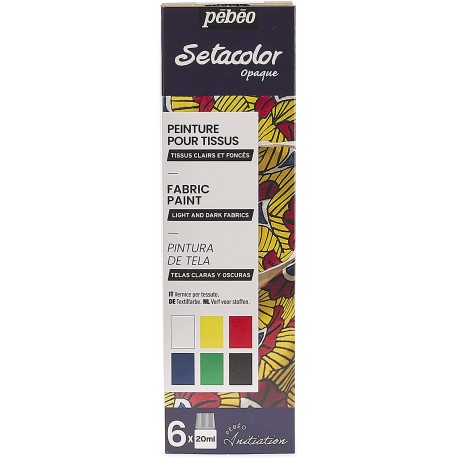 Set Initiation Setacolor - Peinture Tissus - Kit de 6 couleurs 20 ml - Pébéo