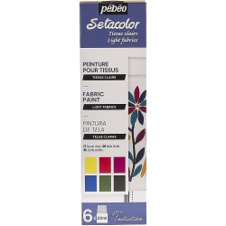 Set de 6 Flacons de 20 ml Initiation Setacolor Peinture Tissus Couleurs Assorties - Pébéo