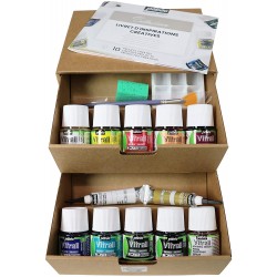 Set de 6 Flacons de 20 ml  Peinture sur verre Vitrail Couleurs Assorties - Pébéo