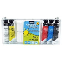 Boite gouache 5 tubes 10 ml couleurs primaires + 1 palette - Pébéo