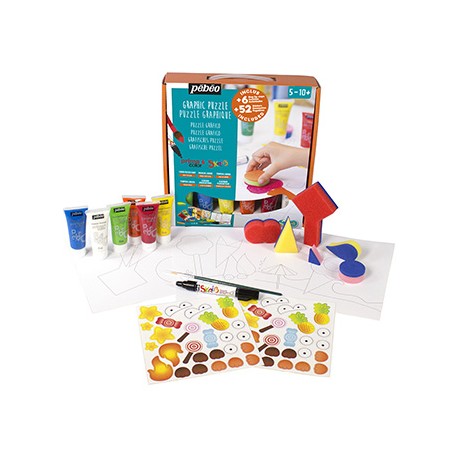 Mini coffret atelier gouache liquide "puzzle graphique"  6x20 ml - Pébéo