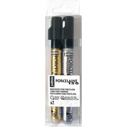 Marqueurs porcelaine Or/Argent - Pébéo