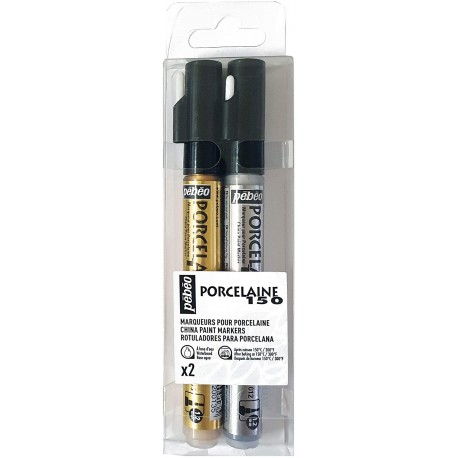 Marqueurs porcelaine Or/Argent - Pébéo