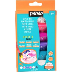 Set Découverte Acrylcolor 6 x 20 ml "Mix couleurs fille" - Pébéo