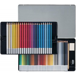 Boîte métal de 60 crayons pastel fusain + 1 taille crayon - CarbOthello - Stabilo