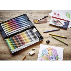 Boîte métal de 60 crayons pastel fusain + 1 taille crayon - CarbOthello - Stabilo