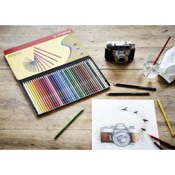 Boite métal de 38 crayons de dessin à mine fine - Original - Stabilo