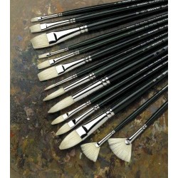 Pinceau Winton poils de porc Usée Bombée Manche Longue N°4 - Winsor & Newton