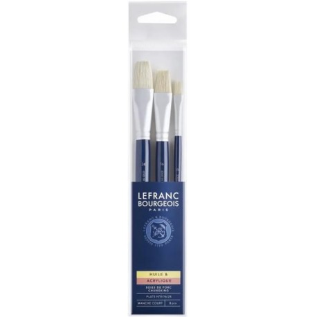 Set de 3 Brosse à poils de porc Plat n°4, n°8, n°12 manche Long- Lefranc & Bourgeois