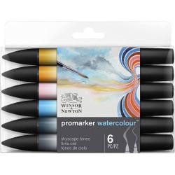 Set de 6 Marqueur Promarker Watercolour Tons Feuillage - Winsor & Newton