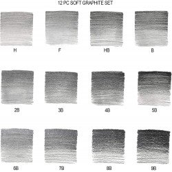 Set de 12 Crayons Graphite Tendres Studio Collection - Winsor & Newton