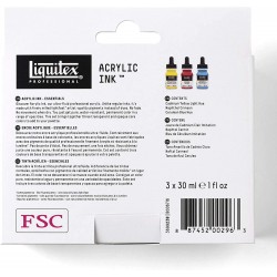 Set de 3 Encre Acrylique Professional Flacon 30ml Transparent - Liquitex