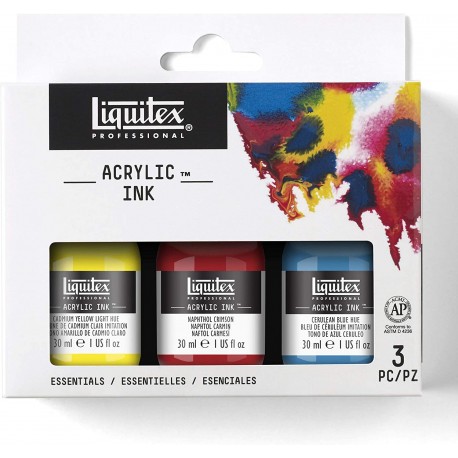 Set de 3 Encre Acrylique Professional Flacon 30ml Transparent - Liquitex