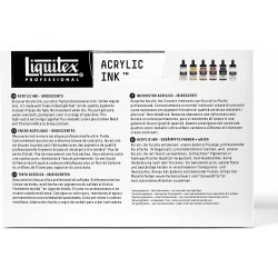 Set de 6 Encre Acrylique Professional Flacon 30ml Couleurs Feutrées + blanc - Liquitex