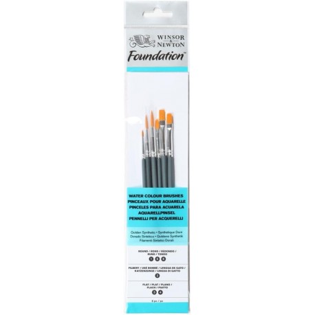 Set de 6 pinceaux Aquarelle X6 Synthétique Doré Fondation - Winsor & Newton