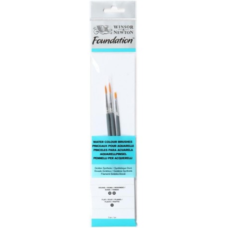 Set de 3 pinceaux Aquarelle X3 Synthétique Doré Fondation - Winsor & Newton