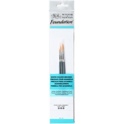 Set de 3 pinceaux Rond Aquarelle X3 Synthétique Doré Fondation - Winsor & Newton