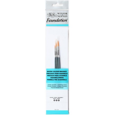 Set de 3 pinceaux Rond Aquarelle X3 Synthétique Doré Fondation - Winsor & Newton