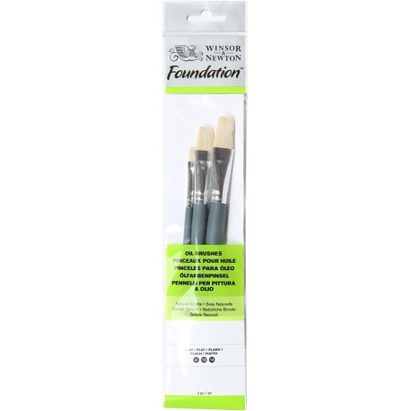 Set de 3 Pinceaux Huile Soie Naturelle Fondation Manche Court - Winsor & Newton