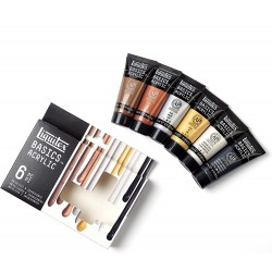 Set de 6 Acrylique Basics 22 ml Couleurs Métalliques Iridescents - Liquitex