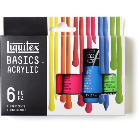 Set de 6 Acrylique Basics 22 ml Couleurs Fluorescentes - Liquitex
