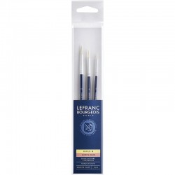Set de 3 Pinceaux en Soie de Porc Rond n°2/6/10 Manche Court - Lefranc Bourgeois