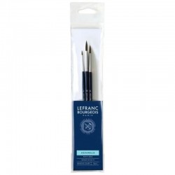 Set de 3 pinceaux ronds Aquarelle (n°2/n°6/n°10) manche court - Lefranc & Bourgeois