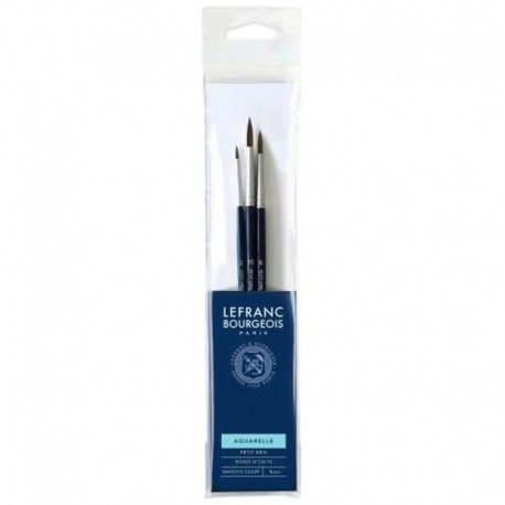 Set de 3 pinceaux ronds Aquarelle (n°2/n°6/n°10) manche court - Lefranc & Bourgeois